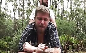 Horny Daddy bear fucked his friend outdoor