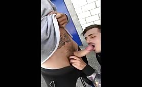 Spanish dude getting his dick sucked by a stranger outdoor