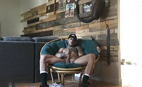 Sexy nigga rubbing his cock on a sofa