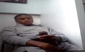 Young nigga stroking his cock during a work break