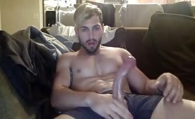 Cute puerto rican stud stroking his cock in front of the webcam
