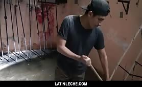 Straight latino worker sucks camera guy cock´s for some cash