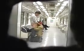 Spying on young guys having sex in a public train