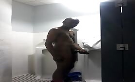 Black haitian masturbates in the bathroom of his new job