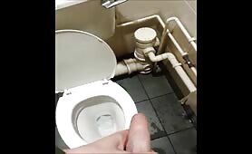 Pissing everywhere like a dog in a public toilet