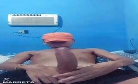 Mexican thug rubbing his fat cock infont of the webcam