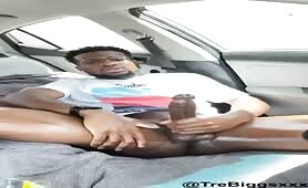 Horny nigga is shaking while having a huge orgasm in his car