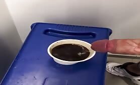 Pouring some milk to my boss coffee