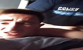 Police officer punishing his detainee