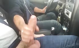 Gay uber driver playing with his client huge cock
