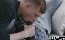 Cute str8 white boy sucking a big black cock for money